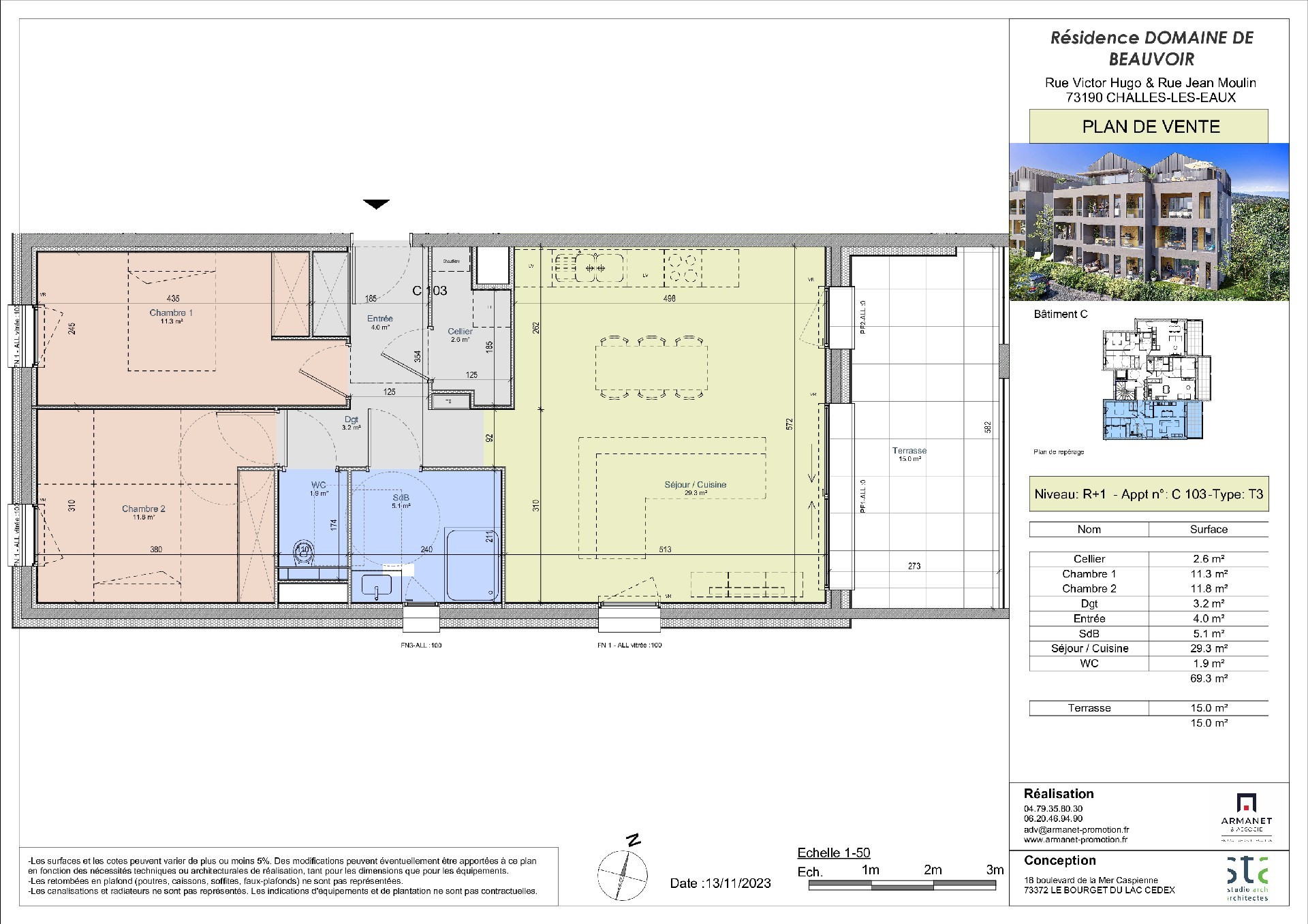 Challes les eaux, T3 Neuf de 69m2 avec terrasse de 15m2 — photo 2