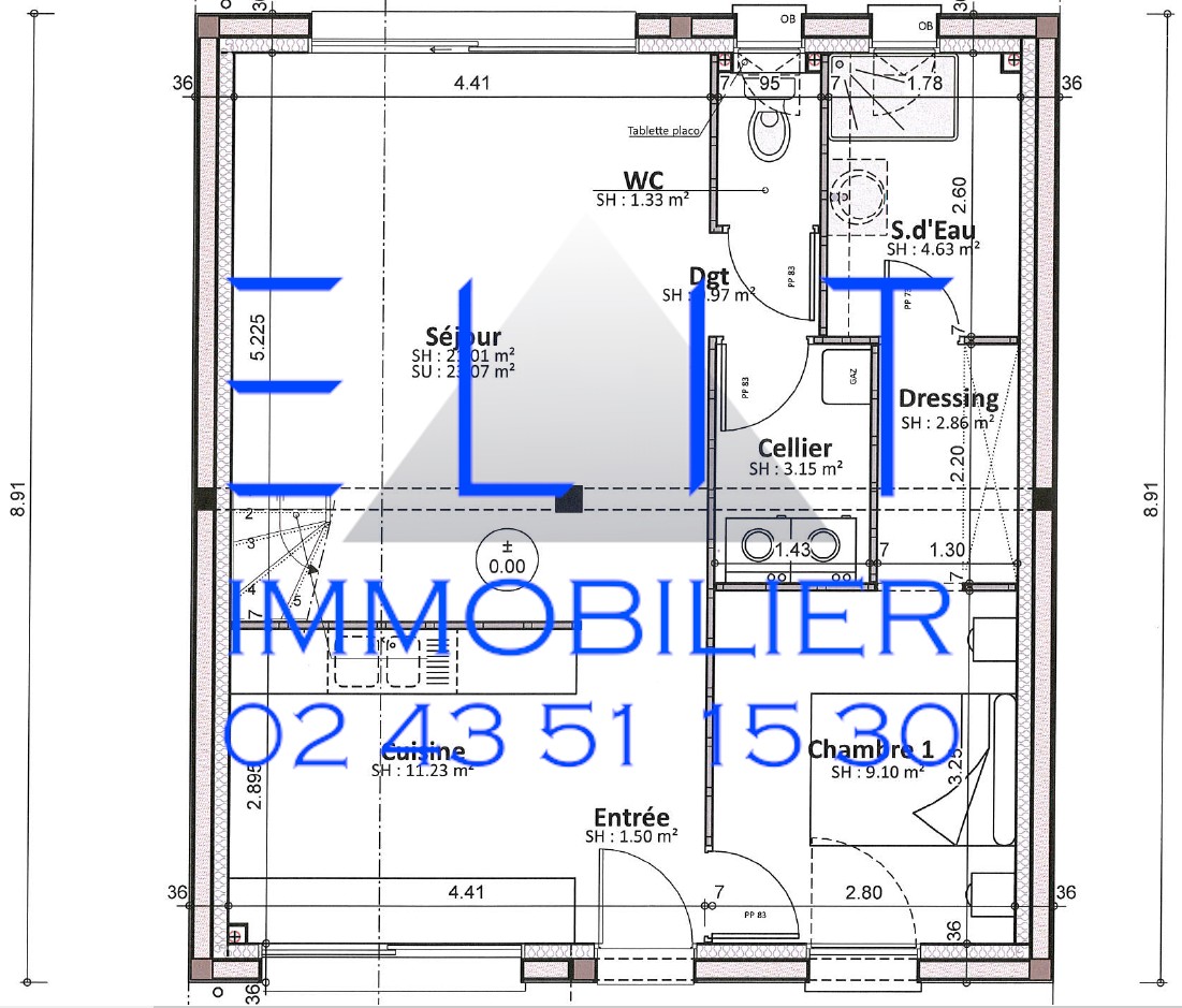 N2326 | PAVILLON 55 m2 PLAIN-PEID 2 CHAMBRES LE MANS HEUZÉ — photo 13