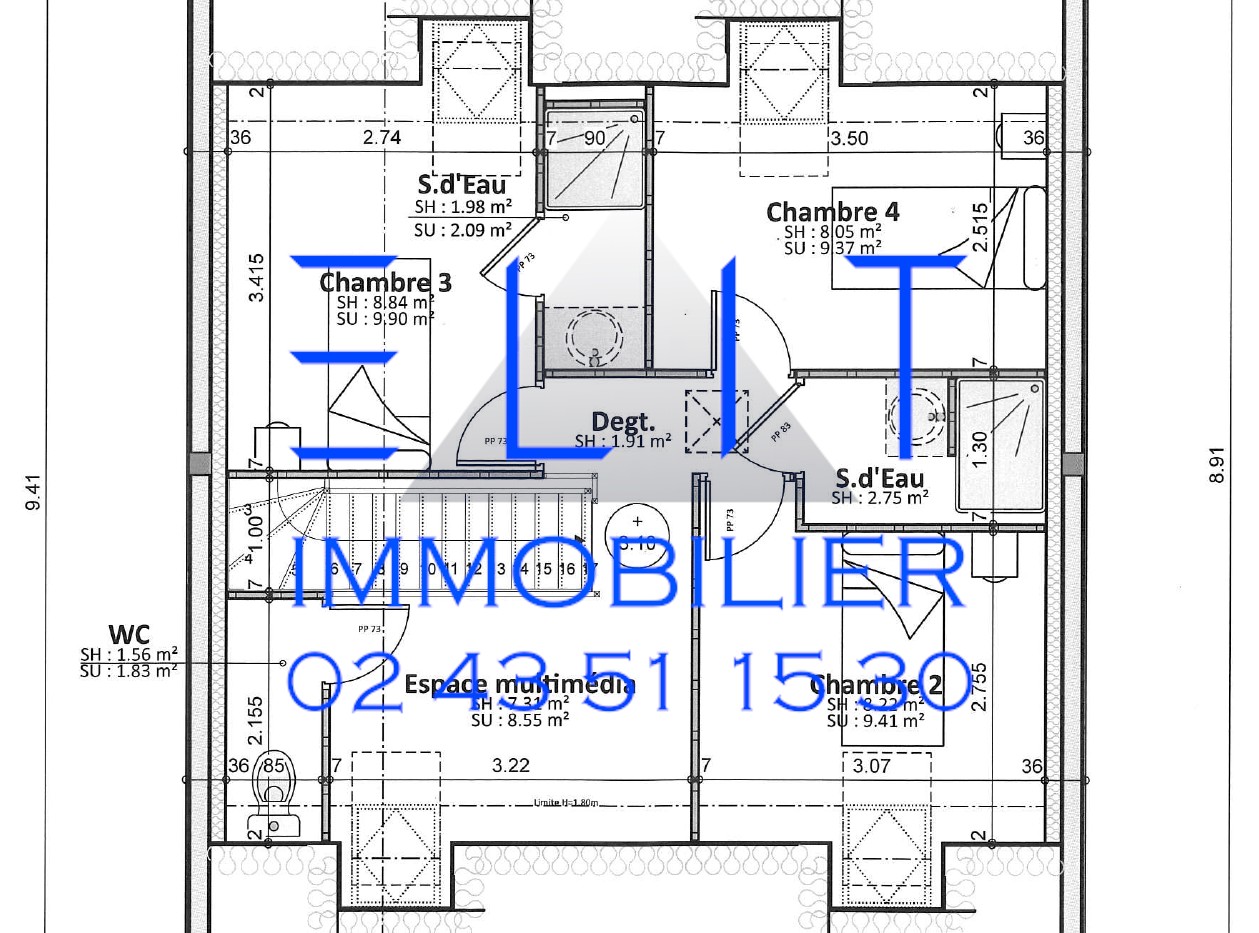 N2326 | PAVILLON 55 m2 PLAIN-PEID 2 CHAMBRES LE MANS HEUZÉ — photo 12