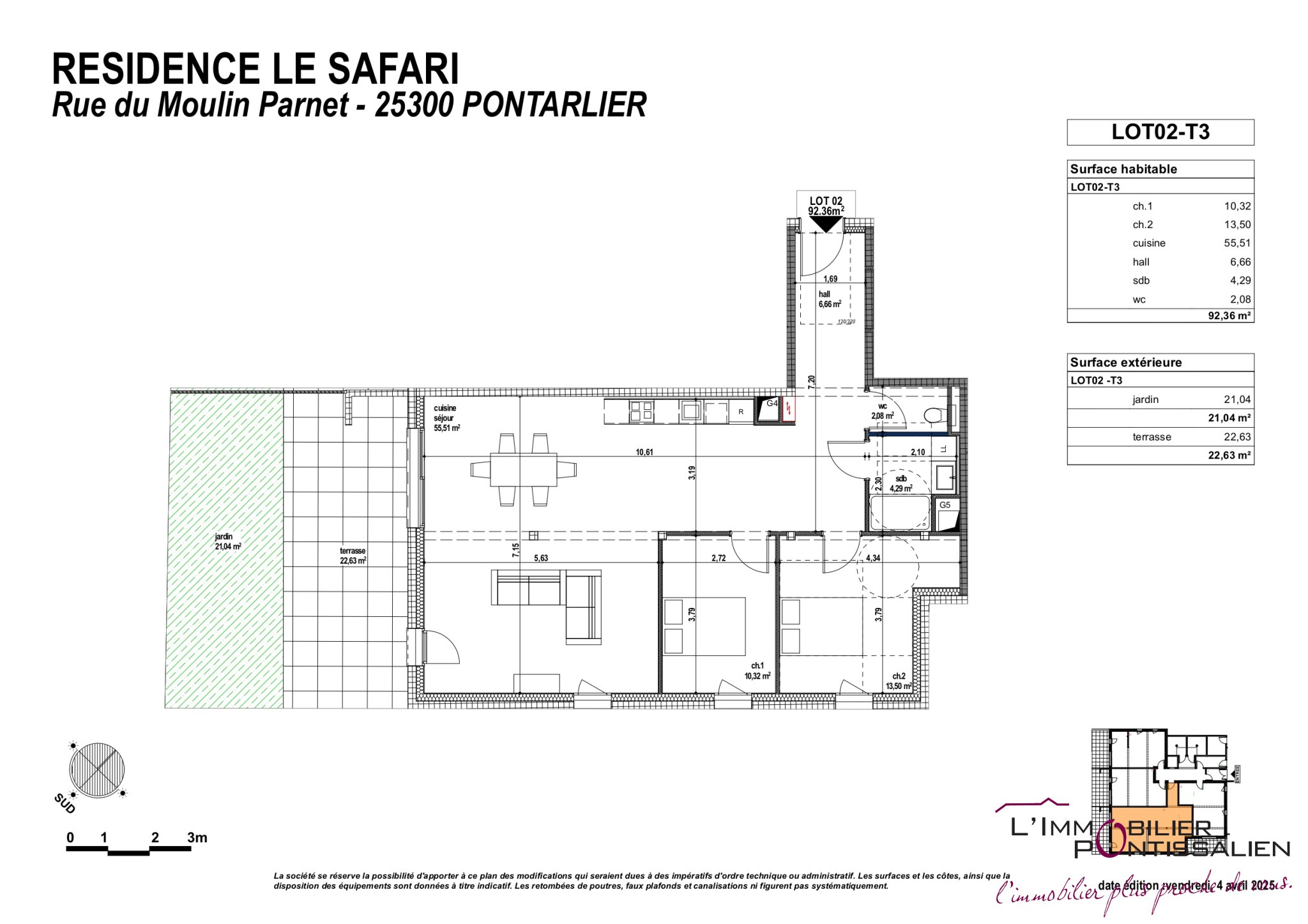 PONTARLIER - HYPER CENTRE : APPARTEMENT DE TYPE 4 AVEC TERRASSE ET JARDIN — photo 6