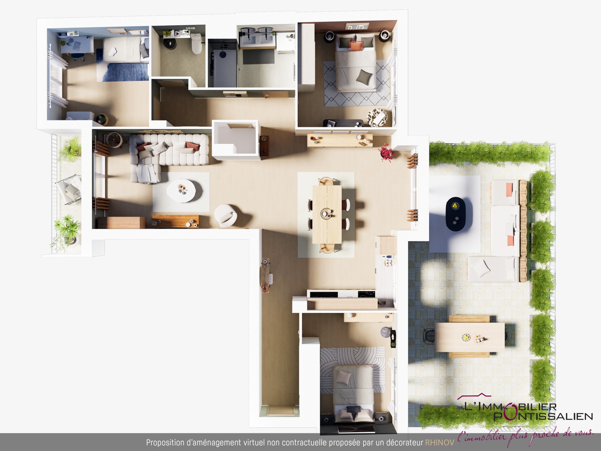 PONTARLIER- RESIDENCE DES LAVAUX : APPARTEMENT DE TYPE 5 AVEC TERRASSES, JARDIN, ASCENSEUR ET CAVE — photo 2