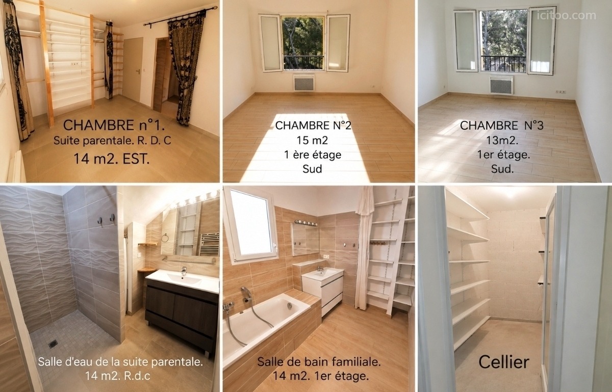Grand salon séjour lumineux avec cuisine ouverte, villa T4 à louer à Ventabren