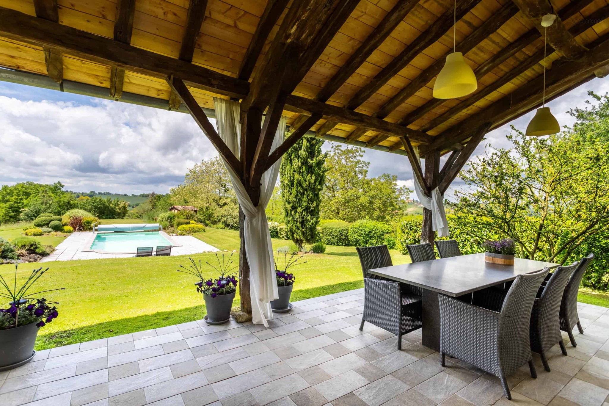 Country property with pool, land, outbuildings and view over a lake — photo 13