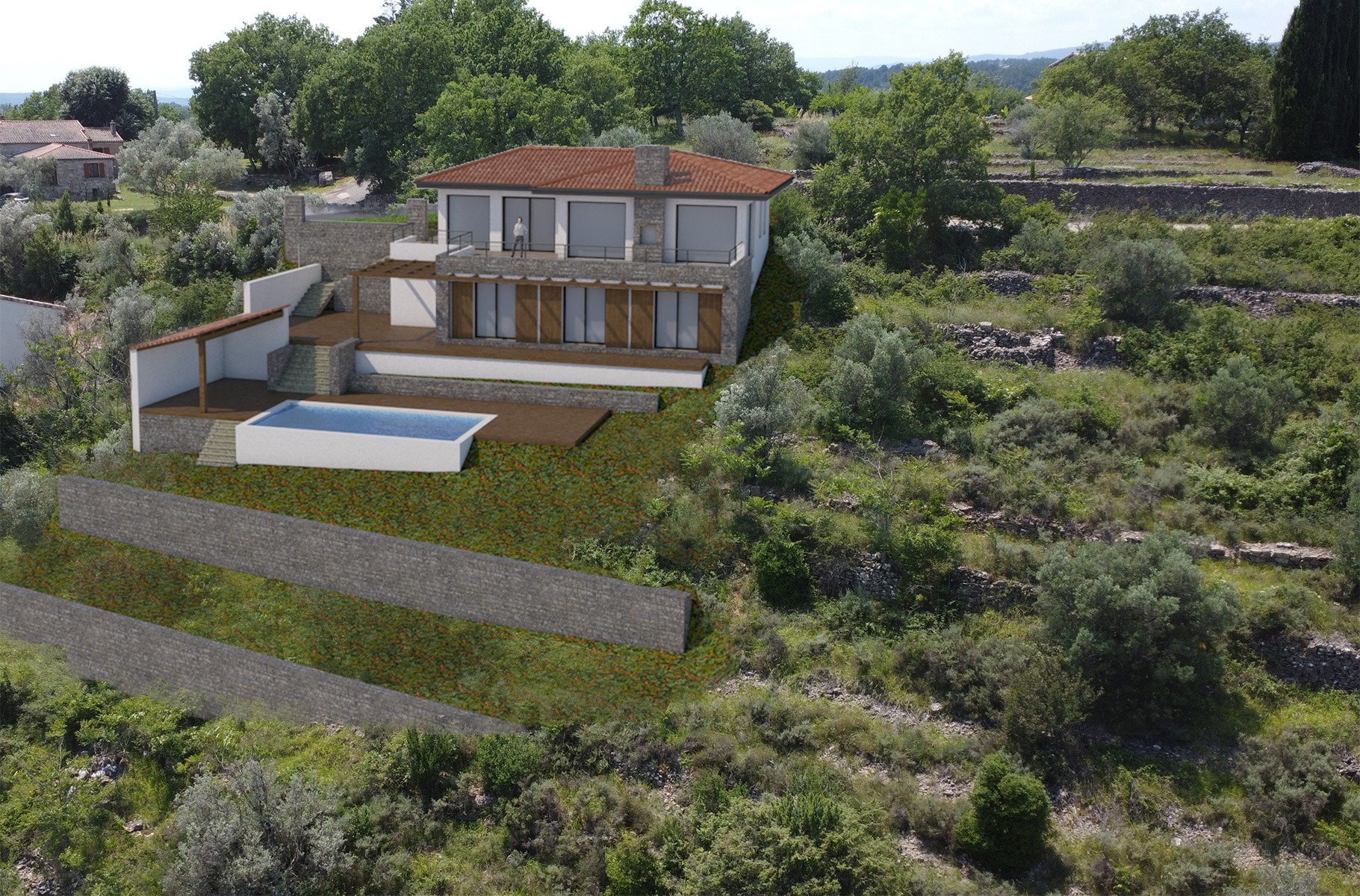 Terrain à bâtir de 3560 m2 viabilisé avec permis de construire pour une villa avec piscine. — photo 8