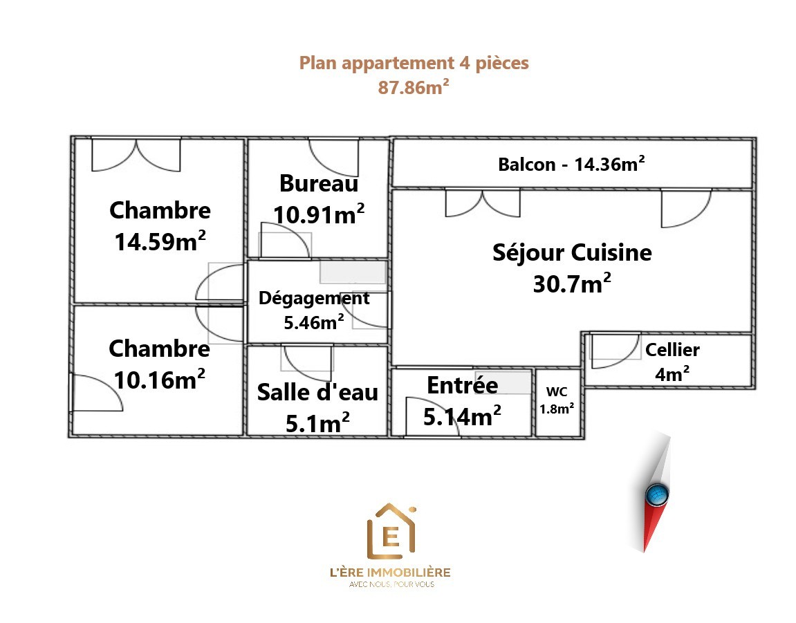 APPARTEMENT 4 PIECES 88M2 - BALCON - GARAGE — photo 13